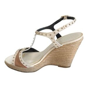 Burberry Cream and Tan Wedge Sandals
Size 8.5 | 38 1/2